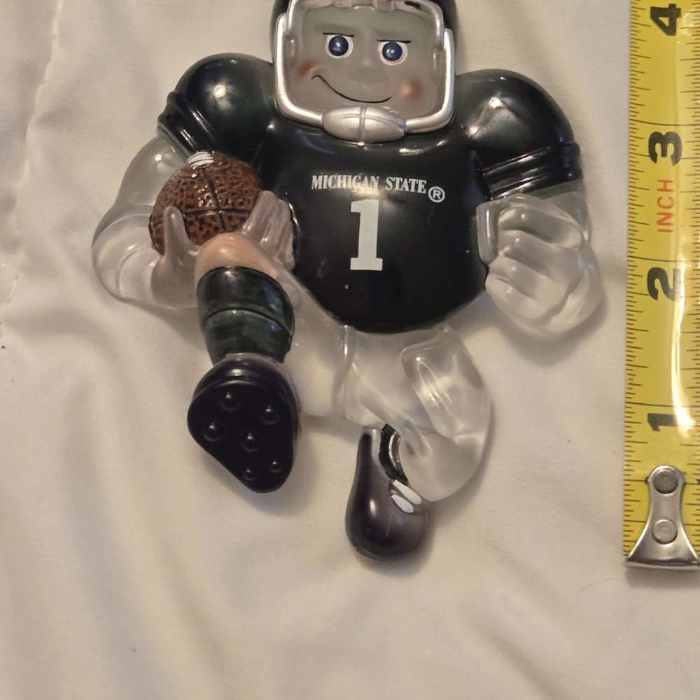 NWOT Michigan State University Heavy Plastic Football Theme Christmas Ornament